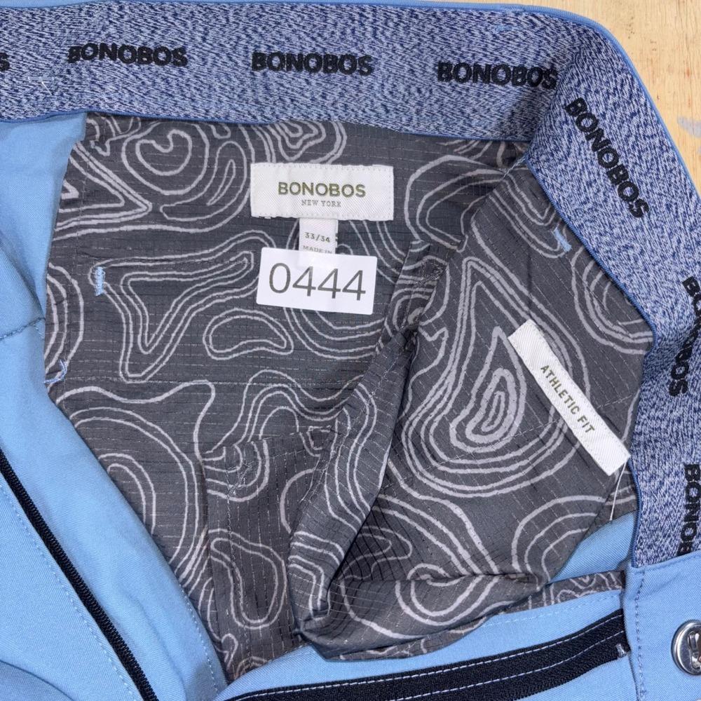 Bonobos Mens 33x34 Athletic Fit Performance Golf Pants Light Blue Stretch